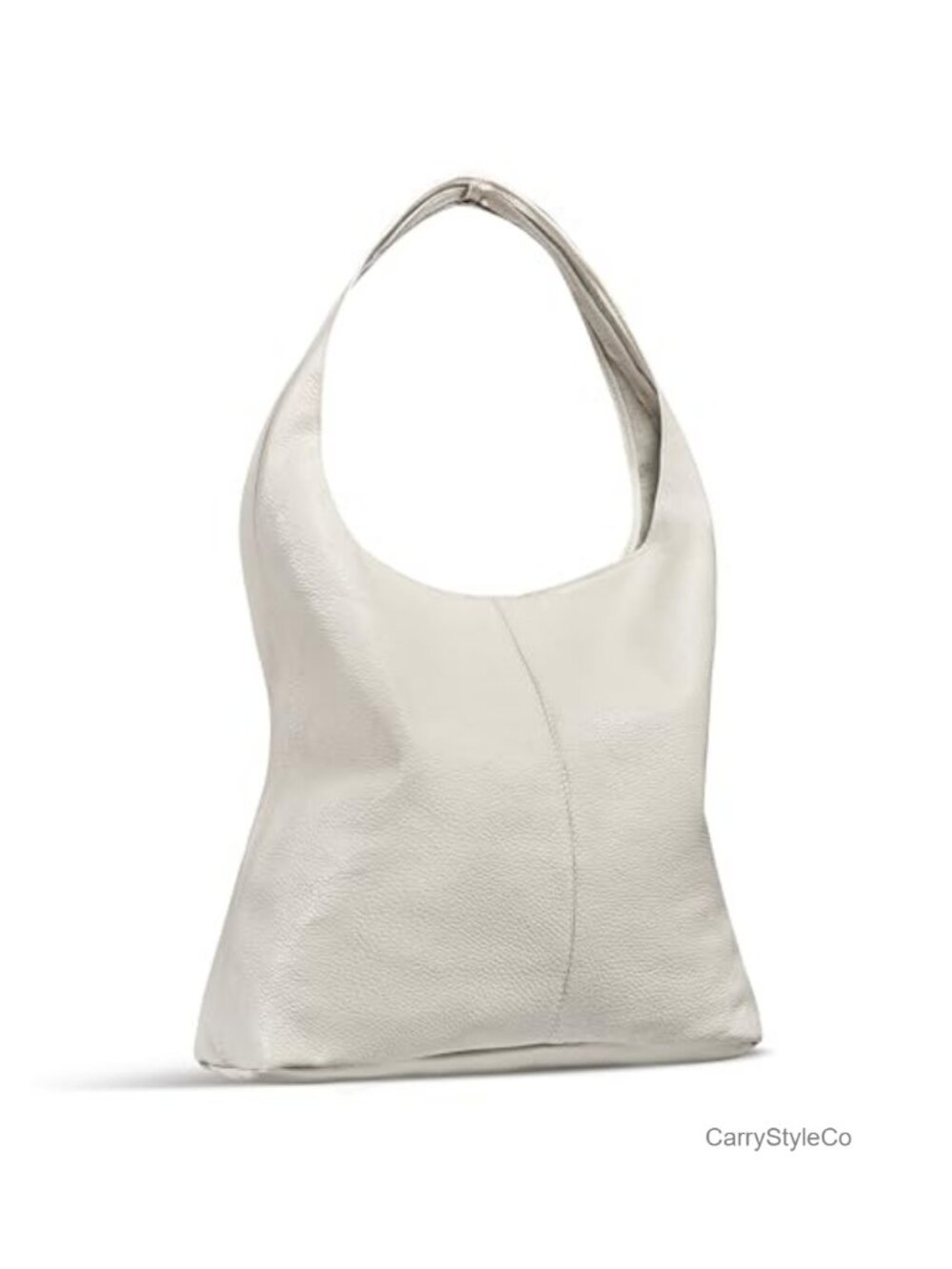 Full-Grain Pebbled Leather Hobo Shoulder Bag Large Slouchy Italian Purse